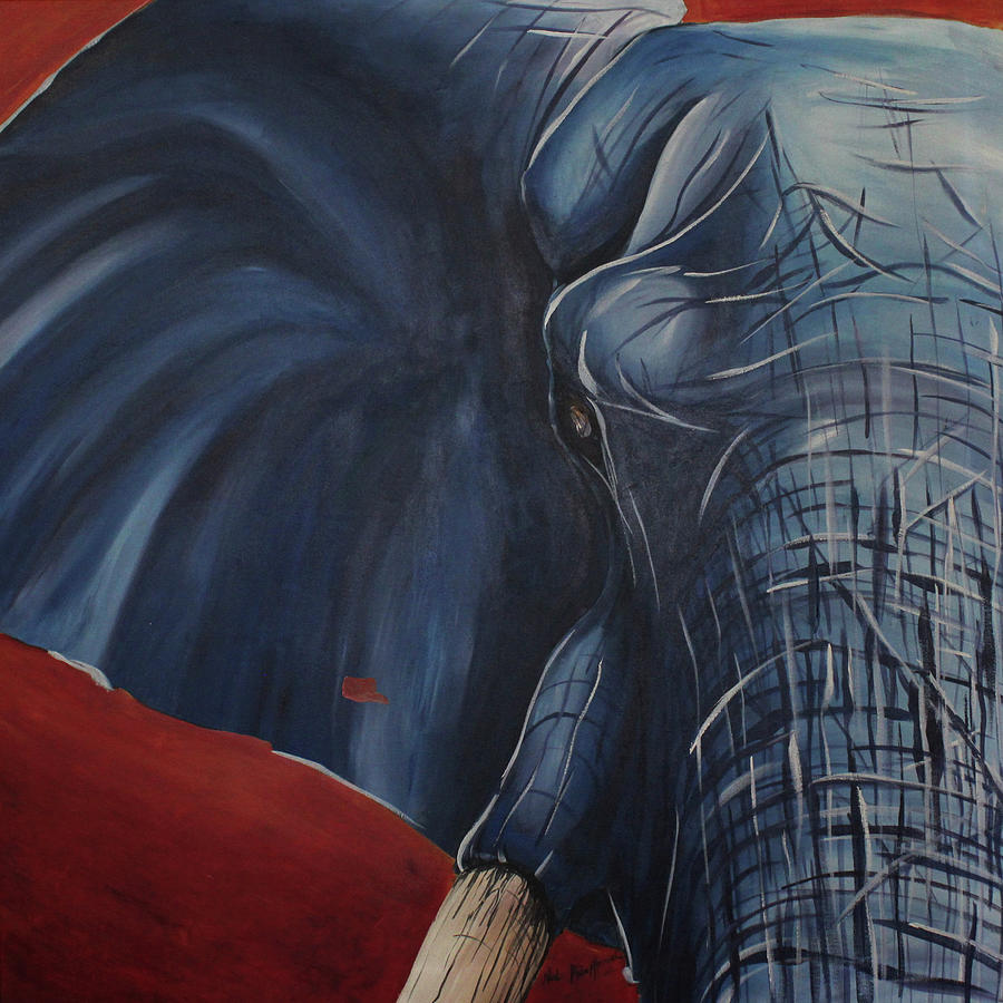 Elephant In Blue Painting