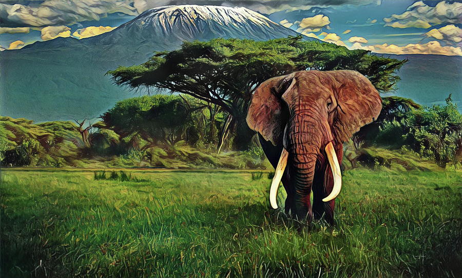 Elephant In Tanzania Serengeti Plains Digital Art by Russ Harris - Fine