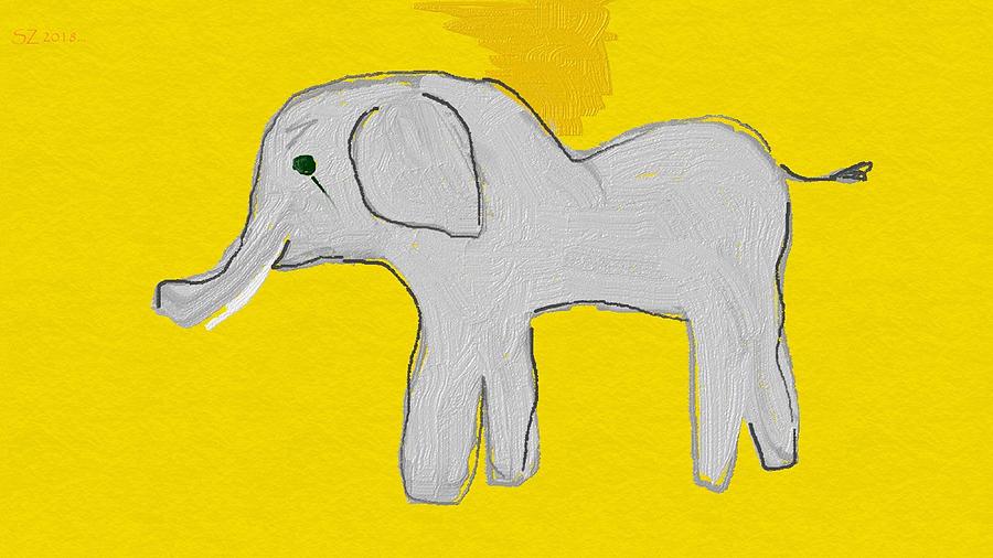 Elephant In Yellow Drawing