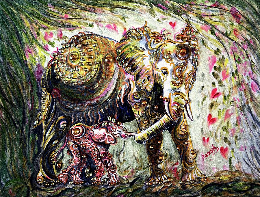 ELEPHANT LOVE - Harsh Malik Painting by Harsh Malik
