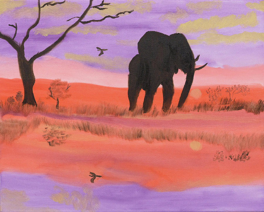 Elephant Spotlight Painting by Meryl Goudey