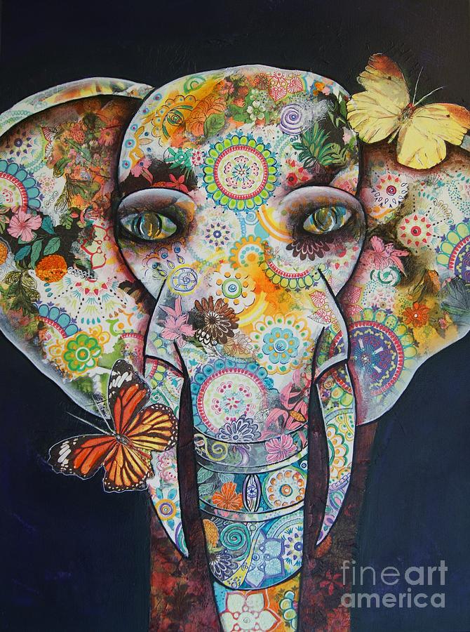 Elephant Mixed Media 1 Painting by Reina Cottier