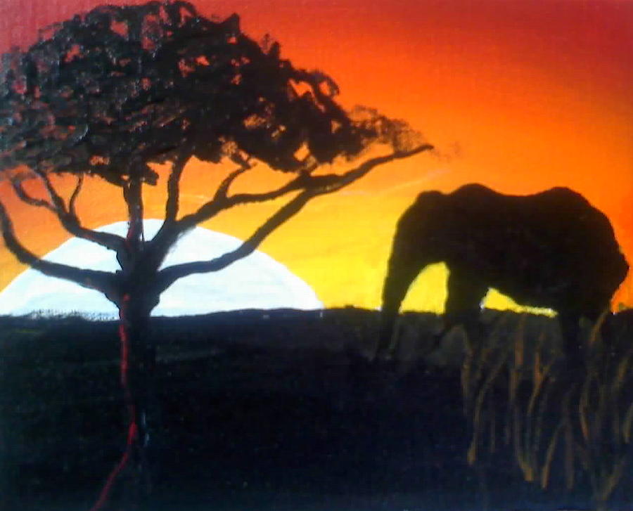 Elephant Of Yellow Sun Painting by James Dunbar