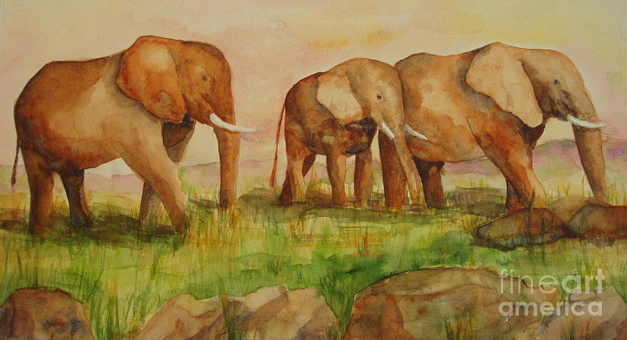 Wildlife Painting - Elephant Parade by Vicki  Housel