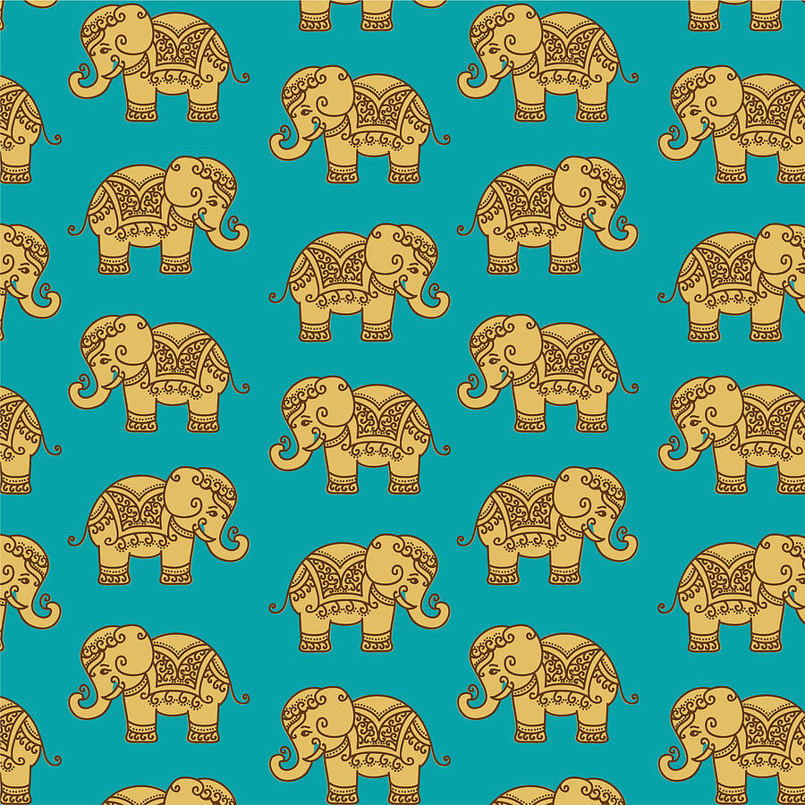 Vintage Digital Art - Elephant Pattern by Krishna Kharidehal