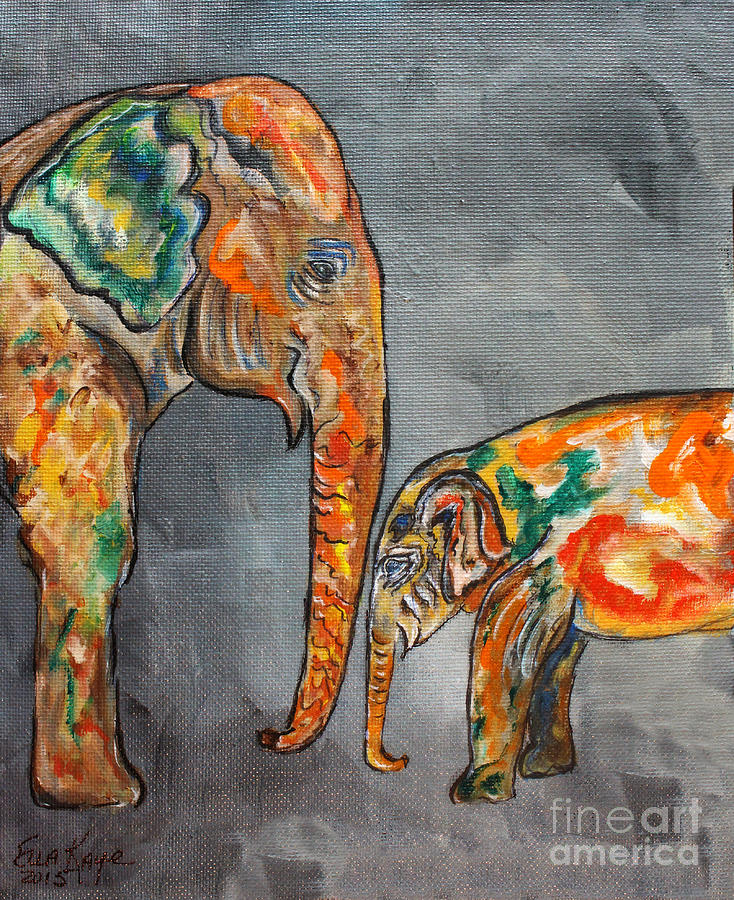 Elephant Play Day Painting by Ella Kaye Dickey