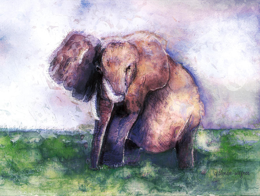 Elephant Poised Digital Art by Arline Wagner