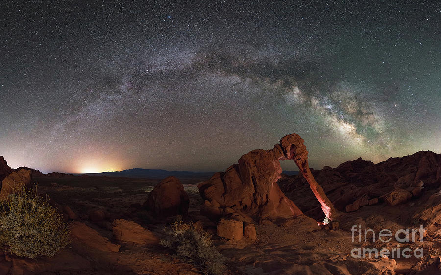 Las Vegas Photograph - Elephant Rock Milky Way Panorama by Michael Ver Sprill