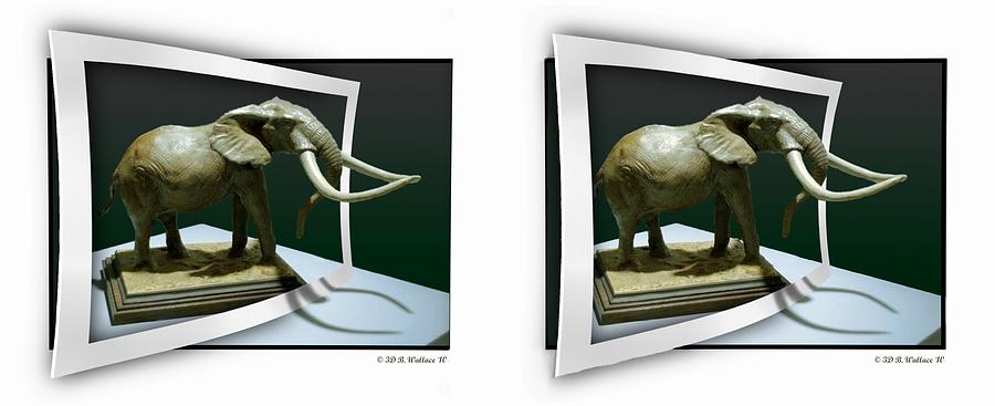 Elephant Sculpture - Gently cross your eyes and focus on the middle image Photograph by Brian Wallace
