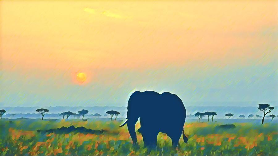 Elephant silhouette  Photograph by Gini Moore
