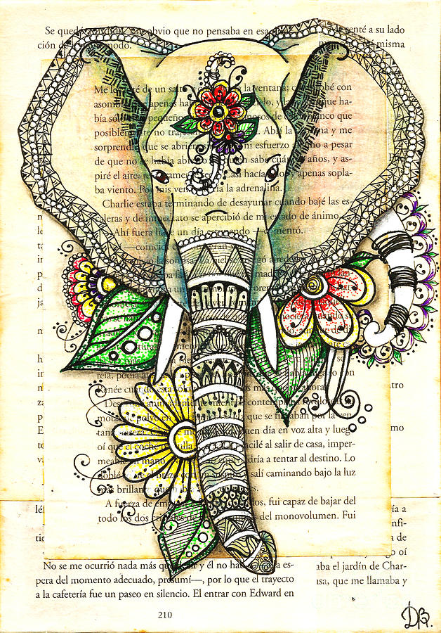 Elephant tangle flowers Drawing by Delein Padilla Fine Art America