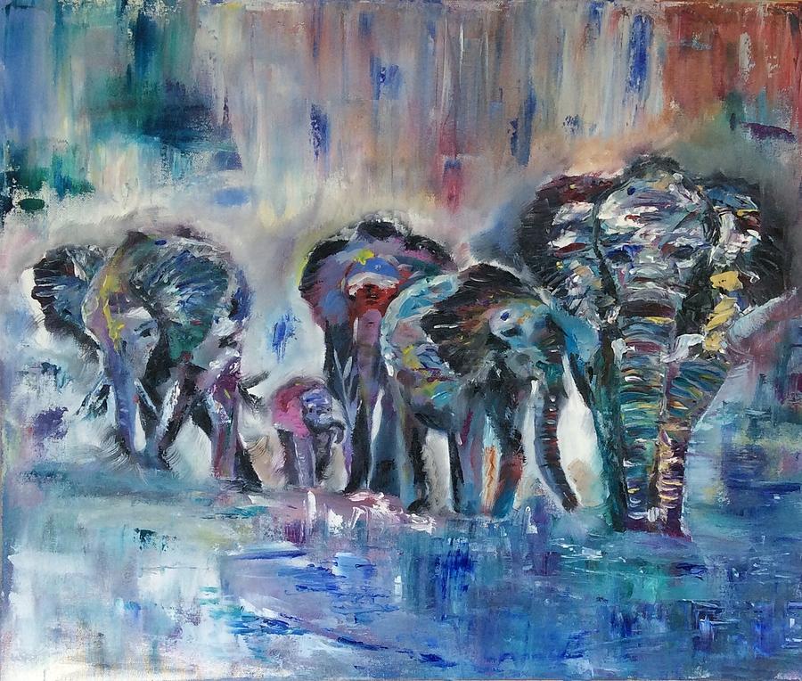 Elephant Tribe Painting By Gabriele Phillis - Fine Art America