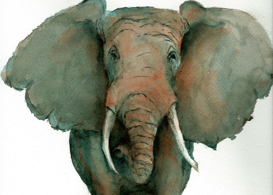 Elephant Up Close Painting by Rhonda Hancock