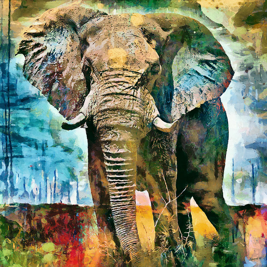 Elephant V1 Digital Art by Sampad Art - Pixels