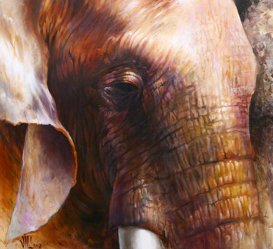 Elephant empathy Painting by Vali Irina Ciobanu
