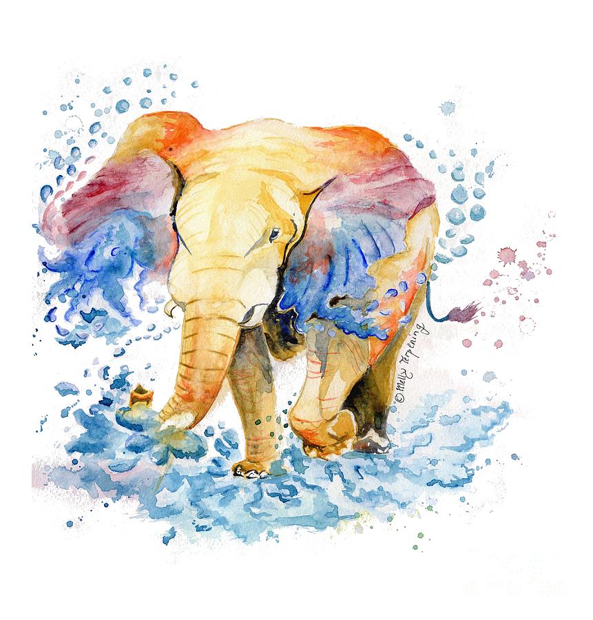 Wildlife Painting - Elephant Watercolor by Melly Terpening