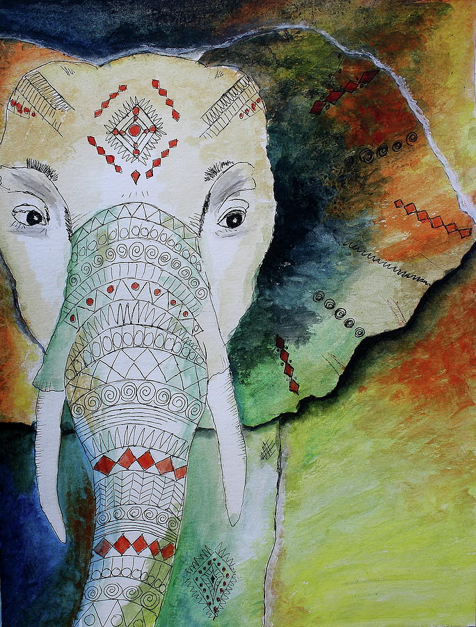 Elephantastic Painting by Barbara Teller