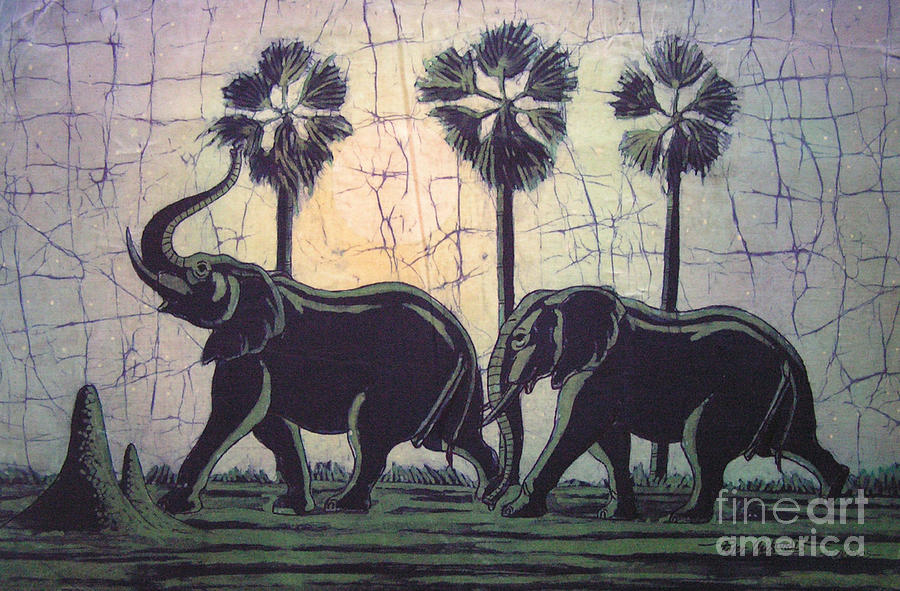 Elephants after dawn Painting by Peter Chikwondi | Fine Art America