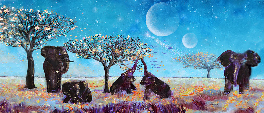 Elephants and Contentment Painting by Ashleigh Dyan Bayer