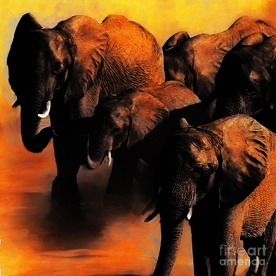 Elephants Painting by Gull G