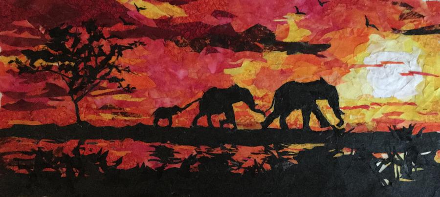 Elephants Painting by Mihira Karra