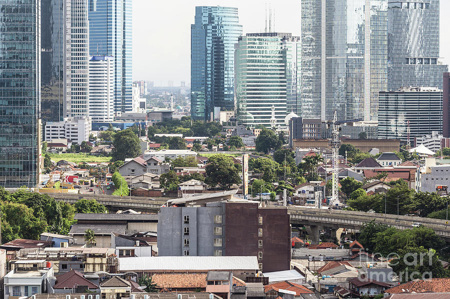 Elevated road in the busy Kuningan business district in the hear Photograph by Didier Marti