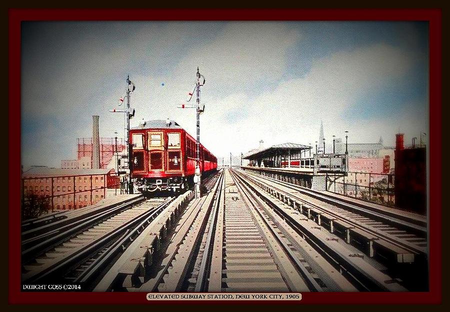 Elevated Train Station In New York City In 1905 Mixed Media By Dwight Goss