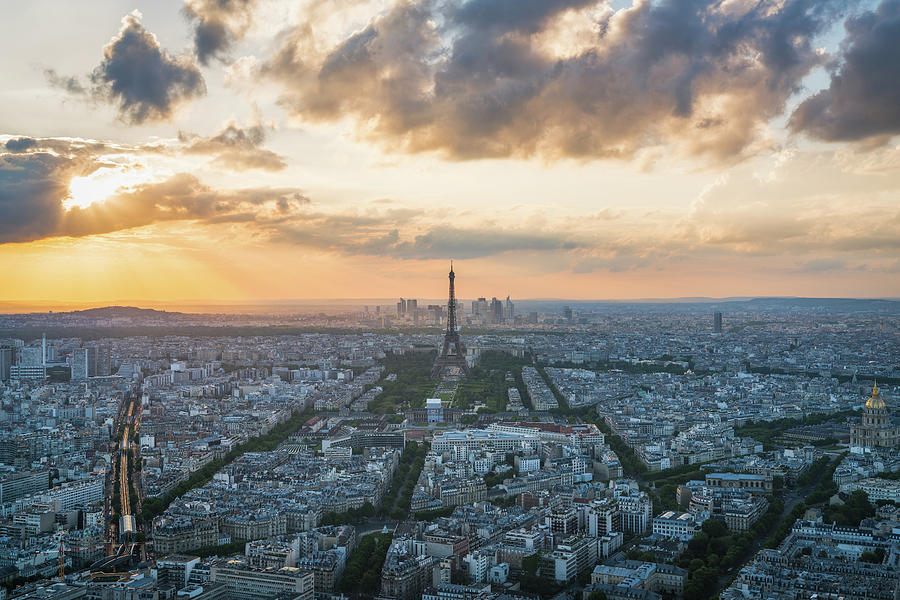 Elevated View Of Paris At Sunset Photograph