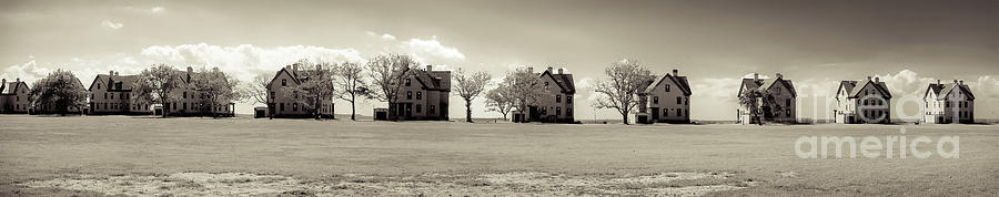 Fort Hancock Photograph - Eleven in a Row - Officers Row - Monotone by Colleen Kammerer