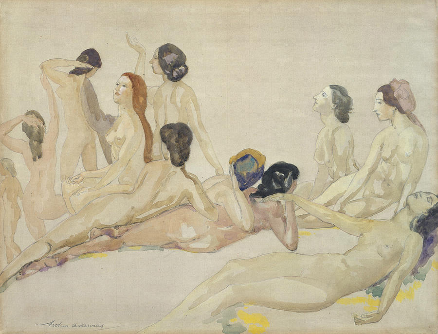 Eleven Nudes Drawing by Arthur Bowen Davies