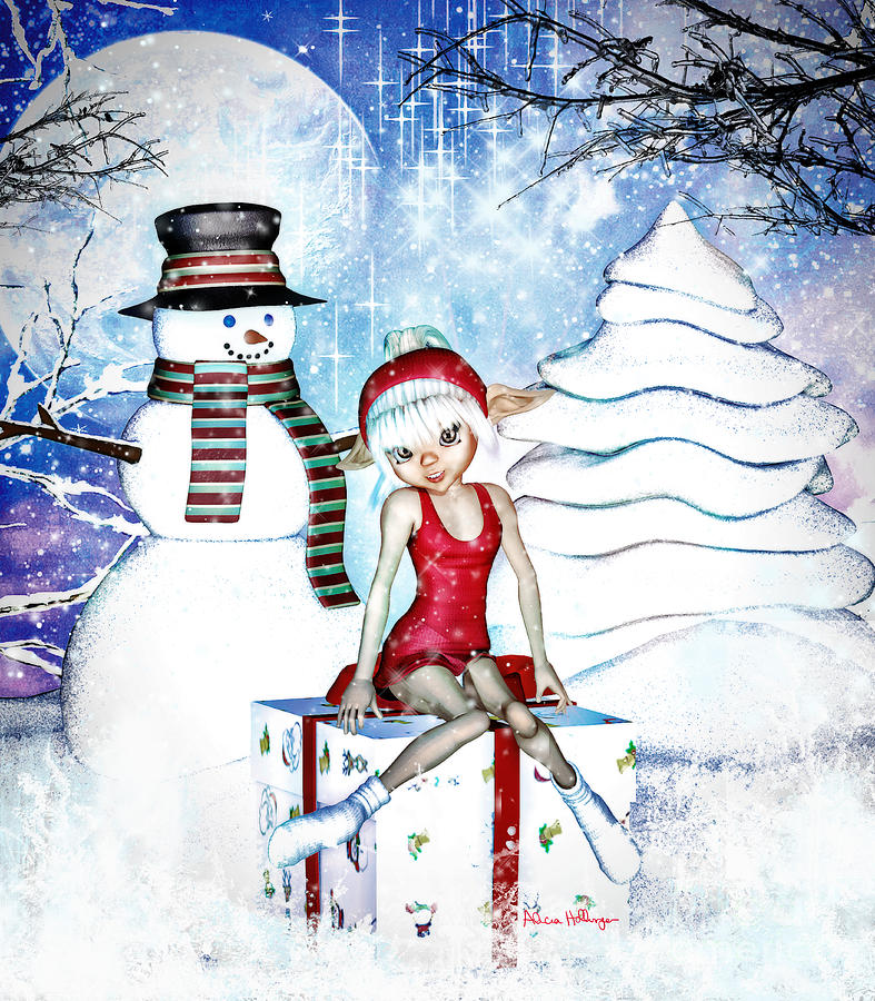 Elfin Winter Holidays Digital Art by Alicia Hollinger