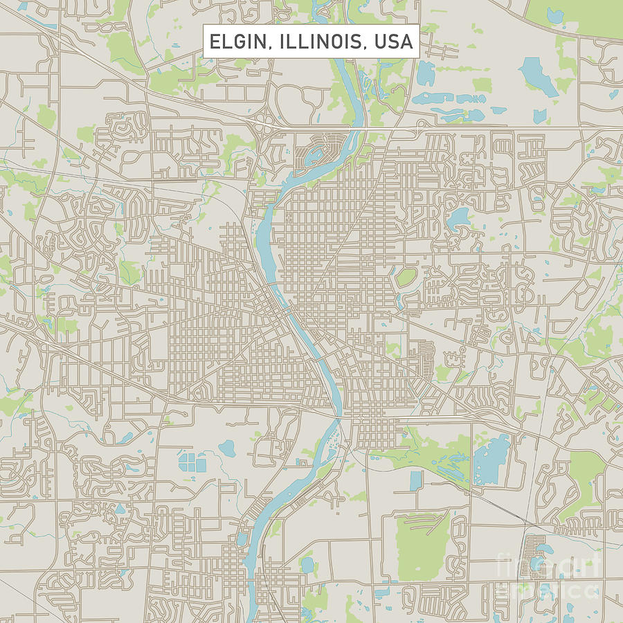 Elgin Illinois Us City Street Map Frank Ramspott 