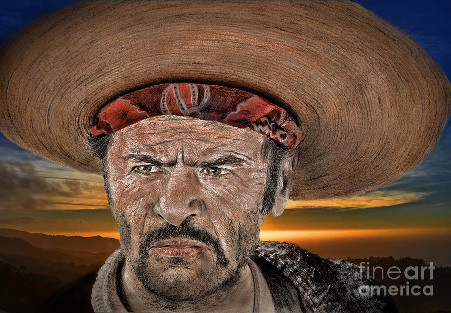 Eli Wallach as Tuco at Sunset Digital Art by Jim Fitzpatrick