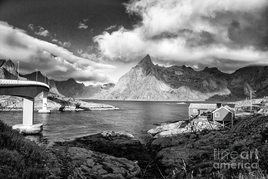 Eliassen Rorbuer Lofoten Islands BW Photograph by Timothy Hacker