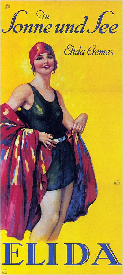 Elida Cremes In Sonne Und See - Woman In Swimsuit - Vintage Advertising Poster Mixed Media
