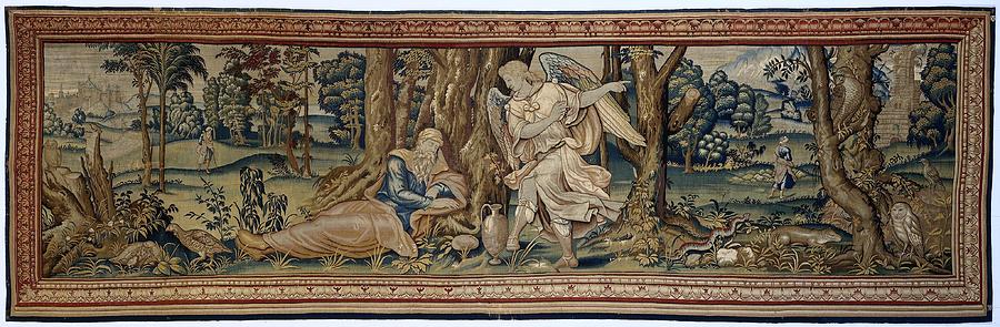 Textile tapestry Elijah and the angel Tapestry - Textile by Vintage Collectables