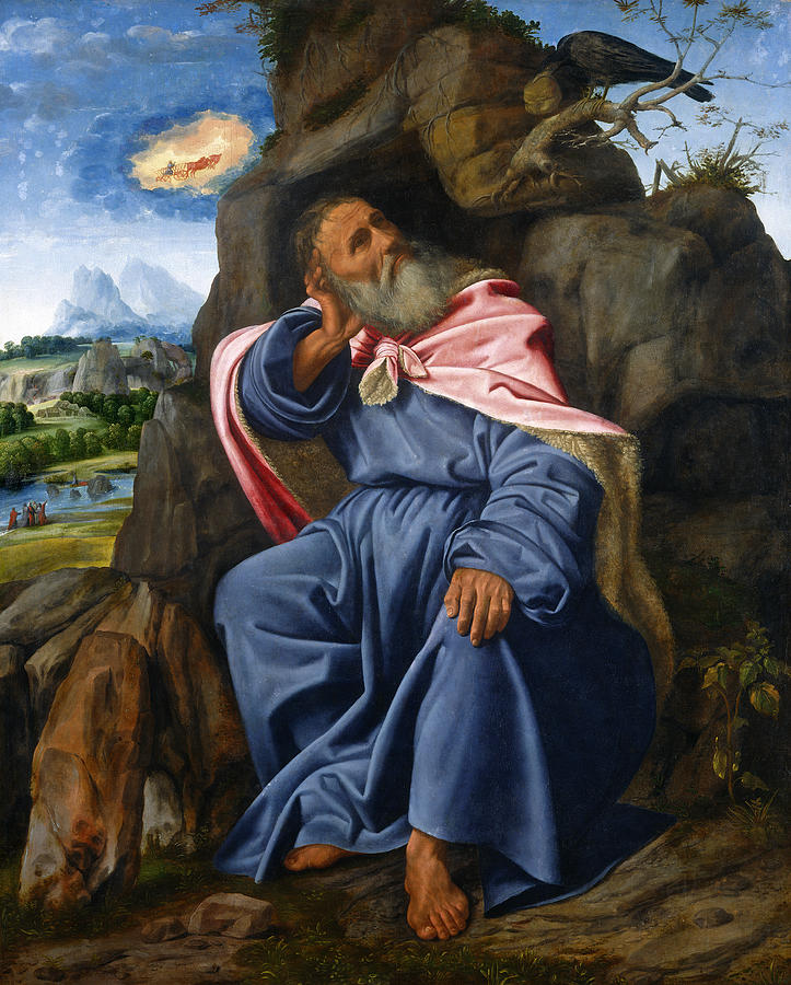 Elijah Fed by the Raven Painting by Giovanni Gerolamo Savoldo