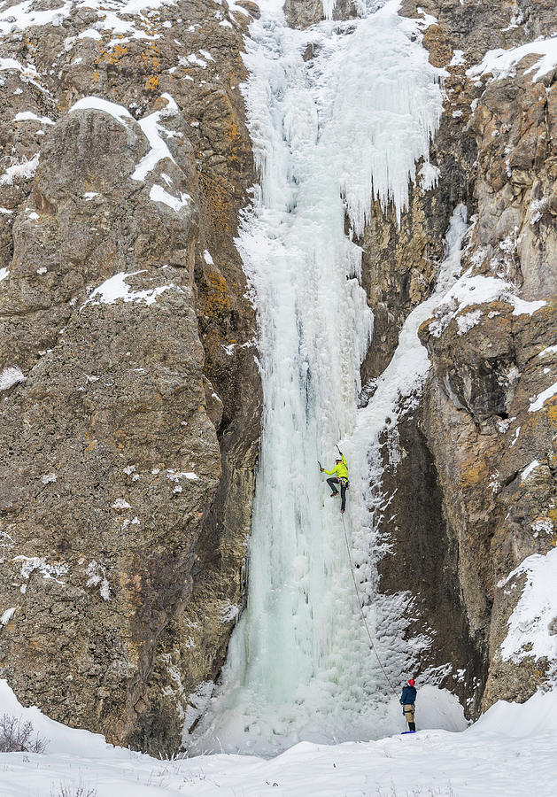 Boot Photograph - Elijah  Weber climbing Kettle Falls near Homedale Idaho by Elijah Weber