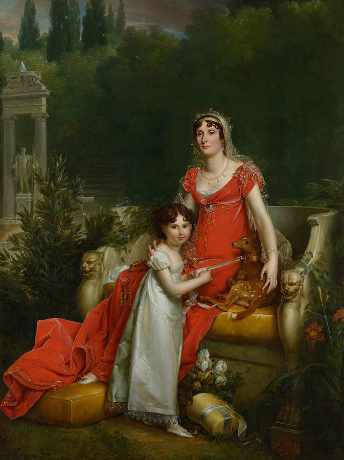 Elisa Bonaparte with Her Daughter Napoleona Baciocchi Painting by Francois Gerard