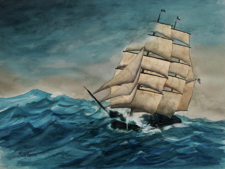 Elissa at Sea Painting by Frank SantAgata