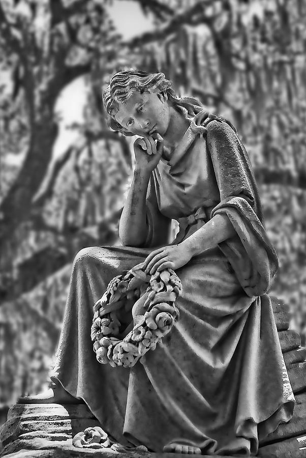Eliza Wilhelmina Statute in Black and White Photograph by Ginger Wakem