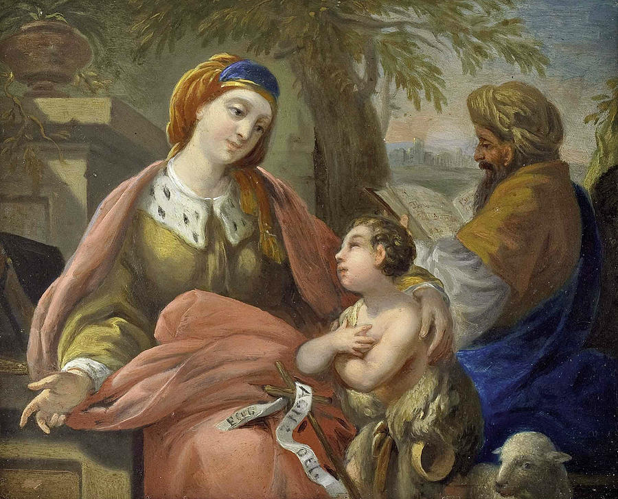 Elizabeth and John with Zacharias Painting by Louis-Jean-Francois Lagrenee