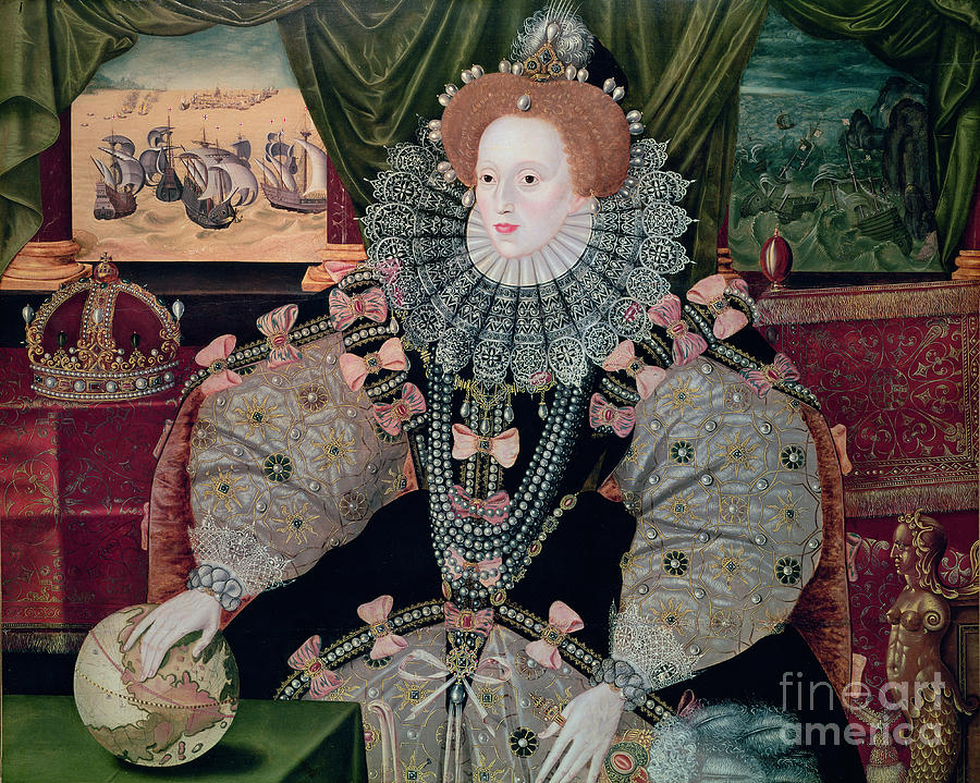 Elizabeth I Armada Portrait Painting by George Gower