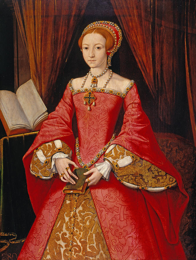 Elizabeth I when a Princess Painting by Attributed to William Scrots