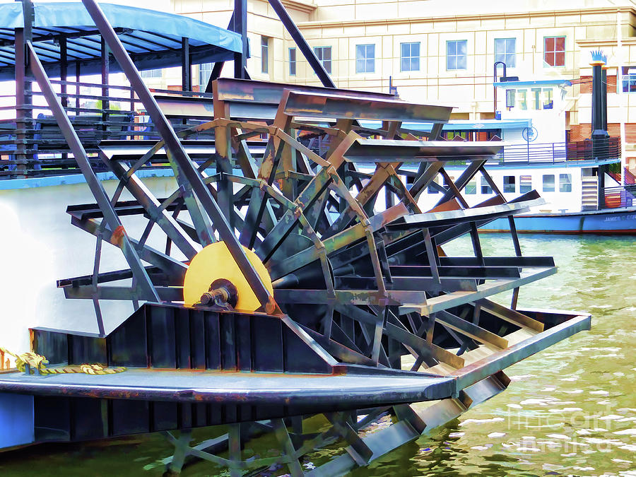 Elizabeth River Ferry paddlewheel 1 Painting by Jeelan Clark