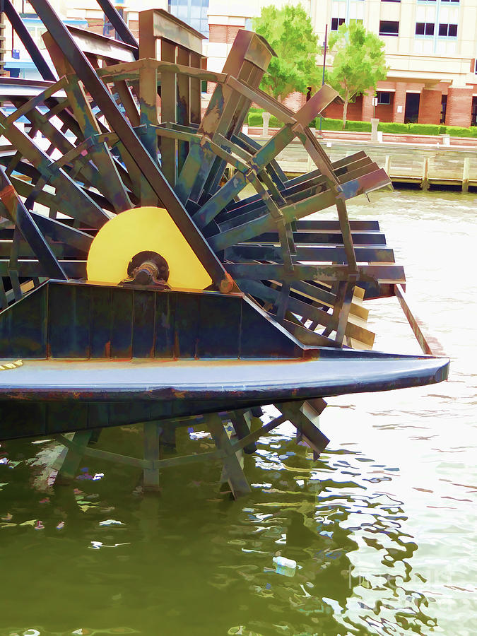 Elizabeth River Ferry paddlewheel 5 Painting by Jeelan Clark