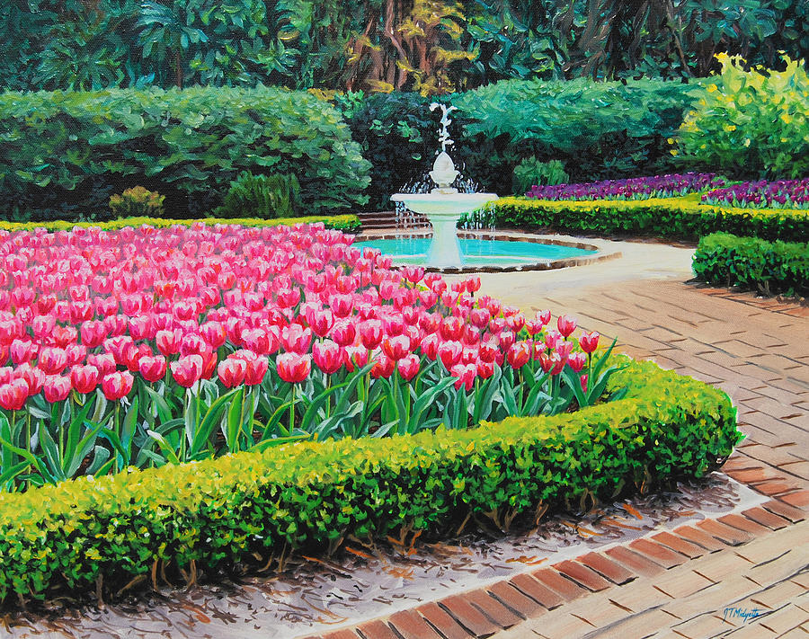 Flower Painting - Elizabethan Gardens in Manteo by Tommy Midyette