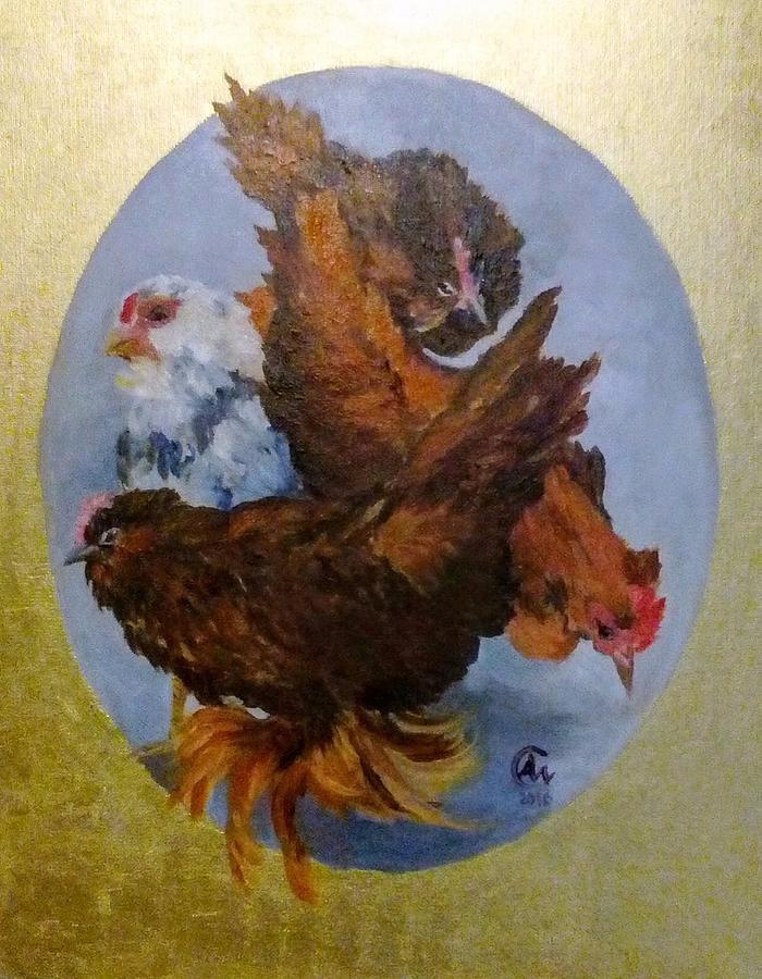 Elizabeths Chickens Painting