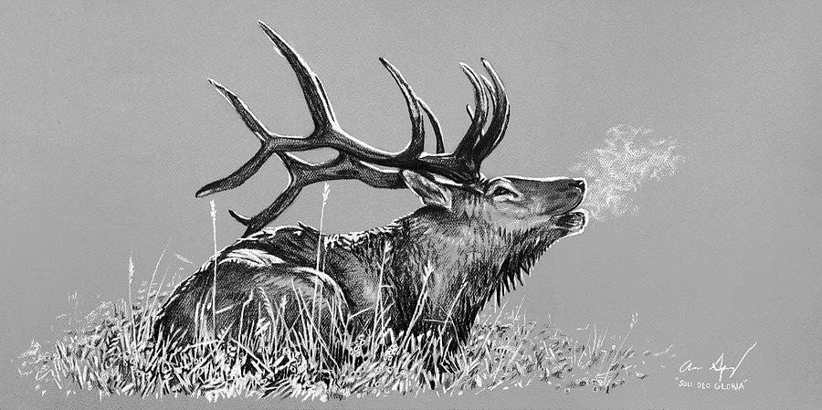 Elk Bugle BW Photograph by Aaron Spong