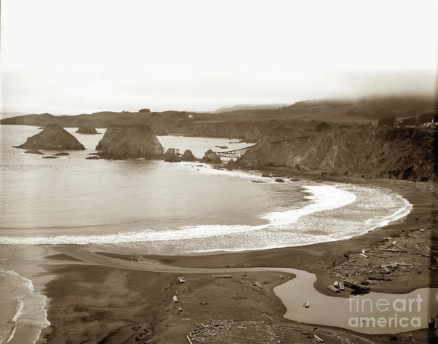 Beach Photograph - Elk Cove and Greenwood Landing Mendocino Coast circa 1950 by Monterey County Historical Society